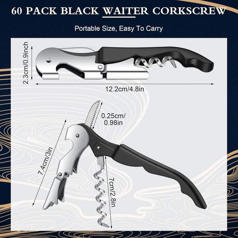 Raiten Waiter Corkscrew Wine Openers Heavy Duty Hinges Wine Key Bottle Opener All in One Double Hinged Waiter's Corkscrew with Foil Cutter Wine Tools for Bartenders Servers Sommelier (Black, 60) - Image 5
